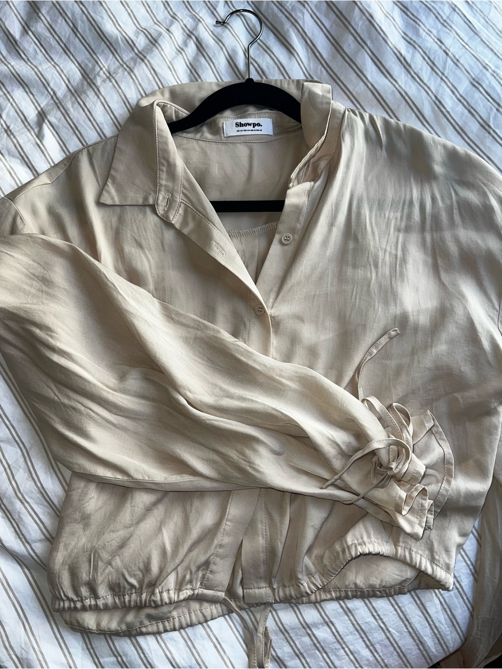 Showpo Button-Front Drawstring Blouse - Picture 2 of 4